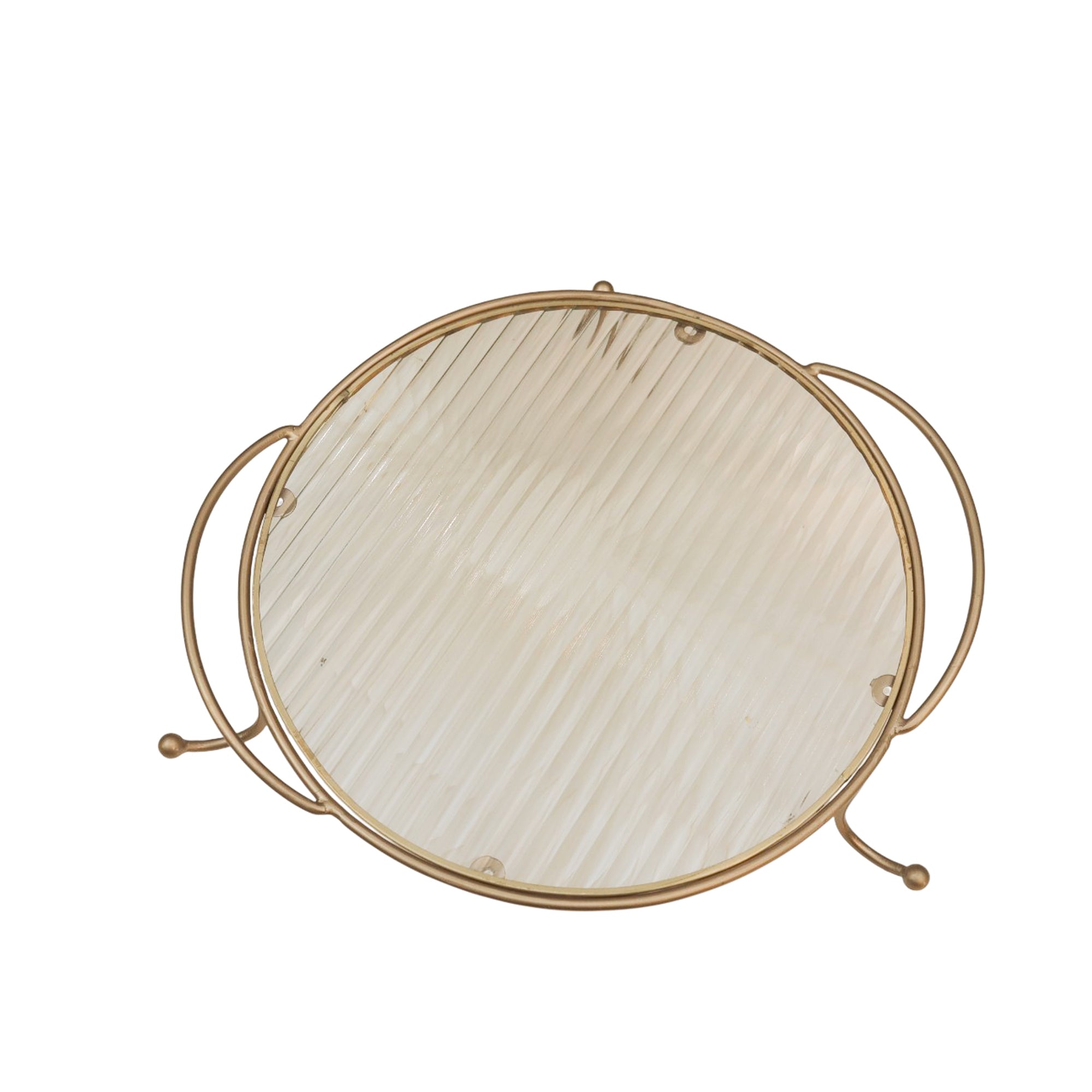 Metal Serving Food Platter with Designer Glass Tray